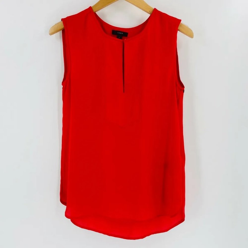 J .Crew Women's Drapey Top Blouse Key Hole Size 8 Red